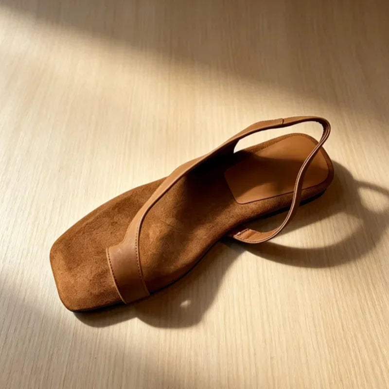 2026Women Flat Sandals Casual Soft Leather Suede Square Clip Toe Summer Shoes for Women Beach Party Daily Wear Sandalias Mujer